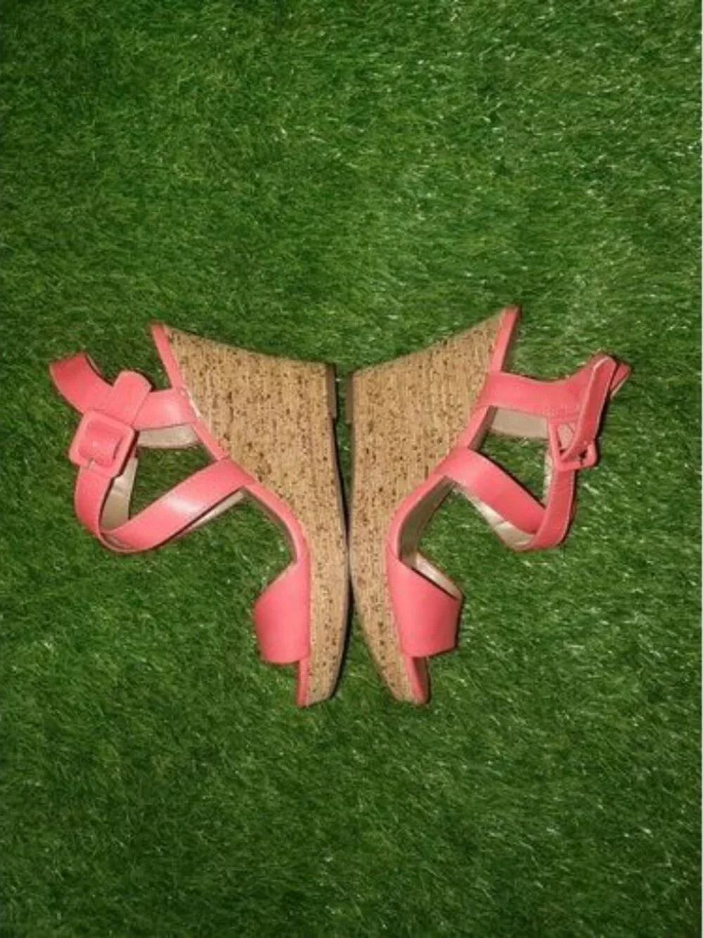 Style & Co, Allexus Open Toe Synthetic Wedge Heel, Coral, Women's Size 7 M